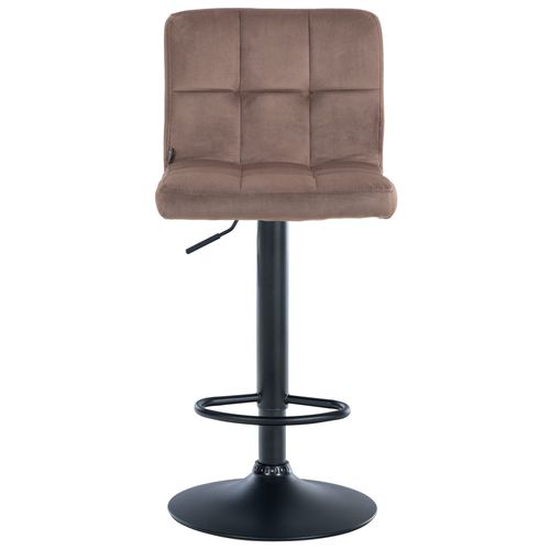 Lot De 2 Tabourets De Bar En Velours Marron Avec Coutures Décoratives Pied En Trompette Métal Noir