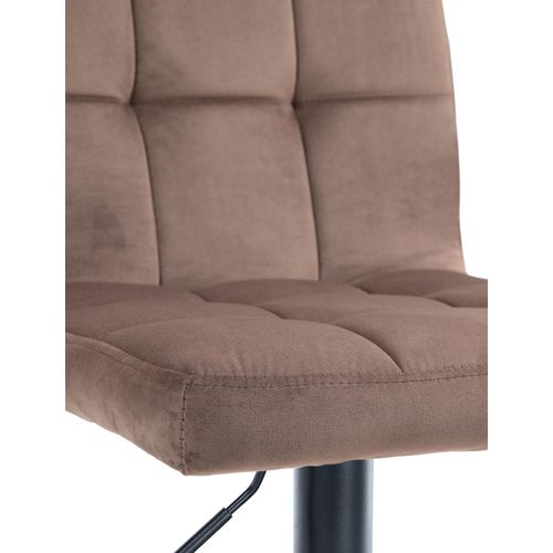 Lot De 2 Tabourets De Bar En Velours Marron Avec Coutures Décoratives Pied En Trompette Métal Noir