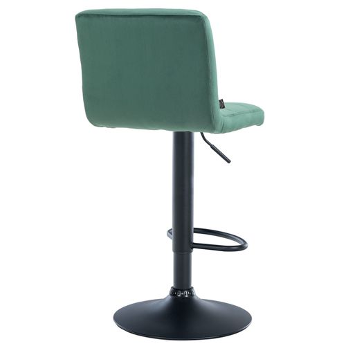Lot De 2 Tabourets De Bar En Velours Vert Avec Coutures Décoratives Pied En Trompette Métal Noir 1