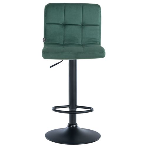 Lot De 2 Tabourets De Bar En Velours Vert Avec Coutures Décoratives Pied En Trompette Métal Noir 1