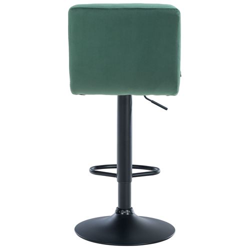 Lot De 2 Tabourets De Bar En Velours Vert Avec Coutures Décoratives Pied En Trompette Métal Noir 1