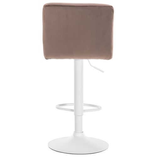 Lot De 2 Tabourets De Bar En Velours Marron Avec Coutures Décoratives Pied En Trompette Métal Blanc