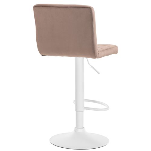 Lot De 2 Tabourets De Bar En Velours Marron Avec Coutures Décoratives Pied En Trompette Métal Blanc