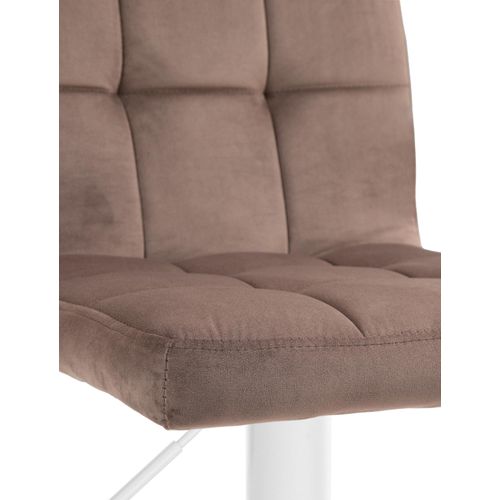 Lot De 2 Tabourets De Bar En Velours Marron Avec Coutures Décoratives Pied En Trompette Métal Blanc