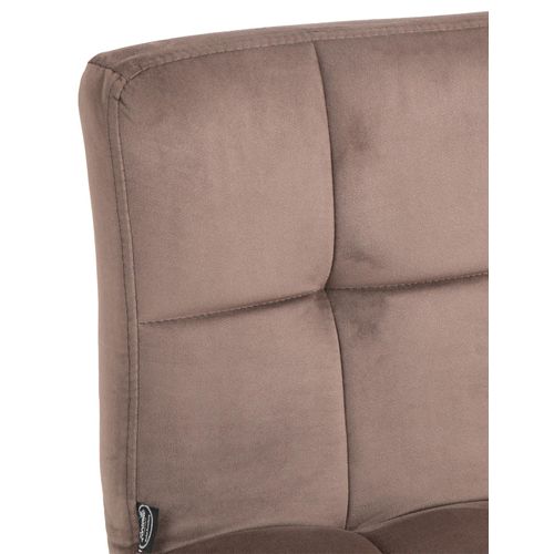 Lot De 2 Tabourets De Bar En Velours Marron Avec Coutures Décoratives Pied En Trompette Métal Blanc