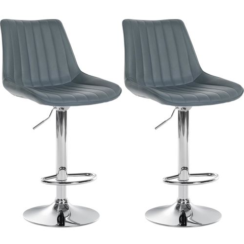 Lot De 2 Tabourets De Bar Réglable En Hauteur Pivotant à 360° Assise En Pvc Gris Couture Verticale