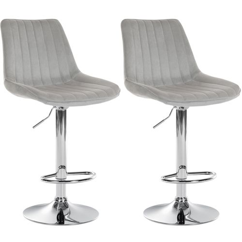 Lot De 2 Tabourets De Bar Réglable En Hauteur Pivotant à 360° Assise En Velours Gris