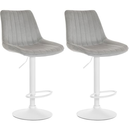 Lot De 2 Tabourets De Bar Réglable En Hauteur Pivotant à 360° Assise En Velours Gris