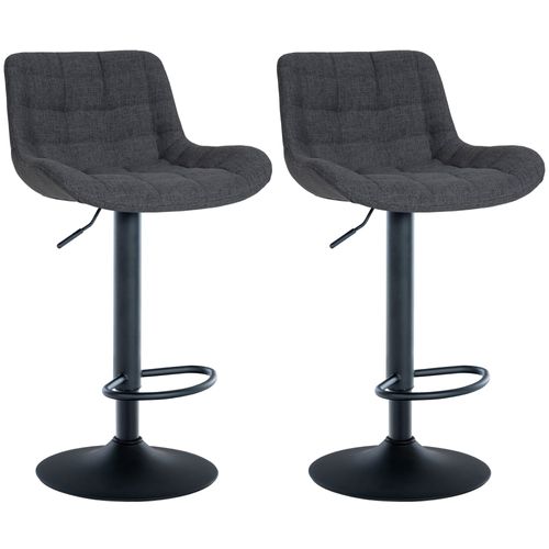 Lot De 2 Tabourets De Bar Structure Métallique Noir Assise En Tissu Noir Avec Surpiqûres 10_000444