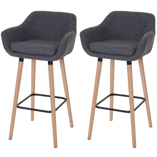 Lot De 2 Tabourets De Bar Chaises De Comptoir Avec Repose-pieds En Tissu Gris 04_0000166