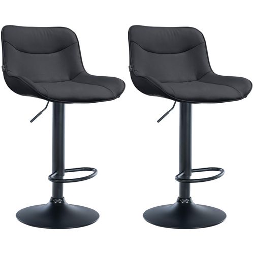 Lot De 2 Tabourets De Bar X1 Avec Coutures Décoratives En Pvc Noir Pied En Trompette Métal Noir 10