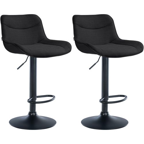 Lot De 2 Tabourets De Bar X1 Avec Coutures Décoratives En Tissu Noir Pied En Trompette Métal Noir