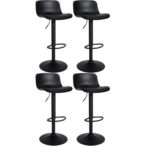 Lot De 4 Tabourets De Bar Hauteur Réglable Et Siège Pivotant Avec Siège En Plastique Et Pvc Noir