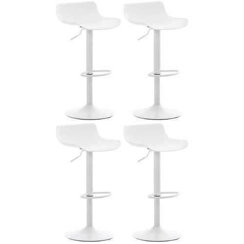 Tabourets De Bar X4 Avec Repose-pieds Hauteur Réglable Desing Moderne En Plastique Blanc Et Métal