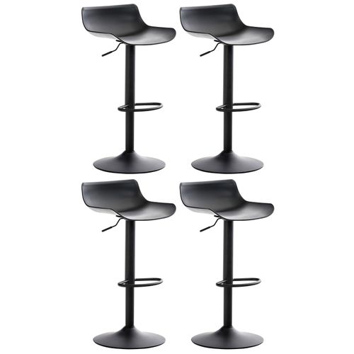 Tabourets De Bar X4 Avec Repose-pieds Hauteur Réglable Desing Moderne En Plastique Noir Et Métal