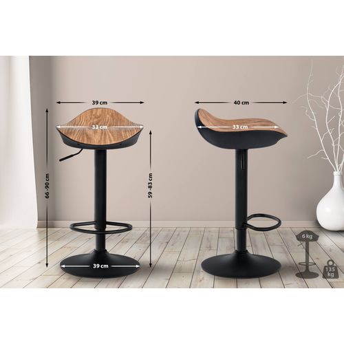 Tabouret De Bar X1 Forme Ergonomique En Pvc Couleur Bois Et Pieds En Métal Noir 10_0004529
