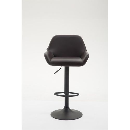 Tabouret De Bar X1 Repose-pieds En Forme D'arc En Métal Noir Assise En Pvc Marron 10_0004543