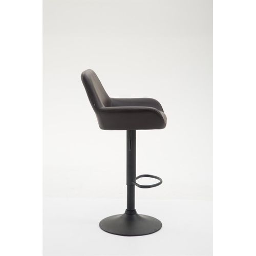 Tabouret De Bar X1 Repose-pieds En Forme D'arc En Métal Noir Assise En Pvc Marron 10_0004543