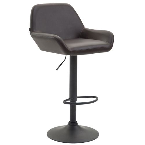 Tabouret De Bar X1 Repose-pieds En Forme D'arc En Métal Noir Assise En Pvc Marron 10_0004543