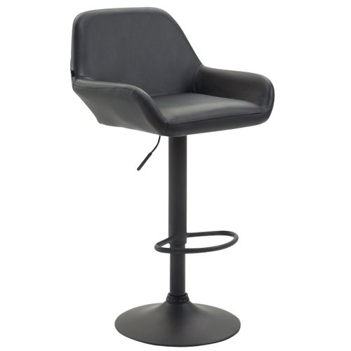 Tabouret De Bar X1 Repose-pieds En Forme D'arc En Métal Noir Assise En Pvc Noir 10_0004544