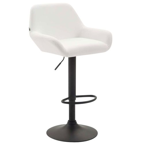 Tabouret De Bar X1 Repose-pieds En Forme D'arc En Métal Noir Assise En Pvc Blanc 10_0004545
