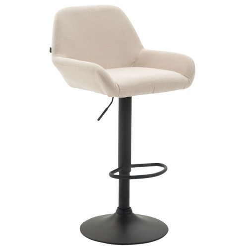 Tabouret De Bar X1 Repose-pieds En Forme D'arc En Métal Noir Assise En Tissu Crème 10_0004546