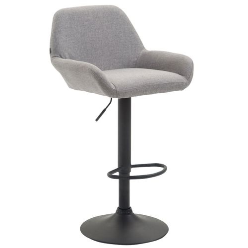 Tabouret De Bar X1 Repose-pieds En Forme D'arc En Métal Noir Assise En Tissu Gris 10_0004547