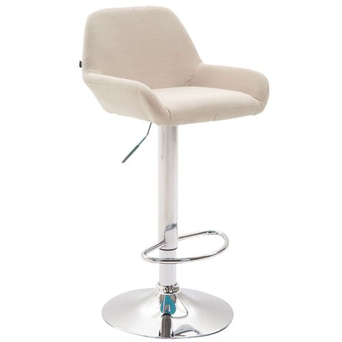 Tabouret De Bar X1 Repose-pieds En Forme D'arc En Métal Chromé Assise En Tissu Crème 10_0004548
