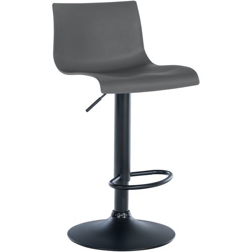 Tabouret De Bar X1 Design Simple Avec Repose-pieds En Plastique Gris Pieds En Métal Noir 10_000455