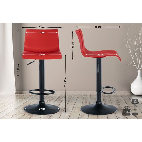 Tabouret De Bar X1 Design Simple Avec Repose-pieds En Plastique Rouge Pieds En Métal Noir 10_00045