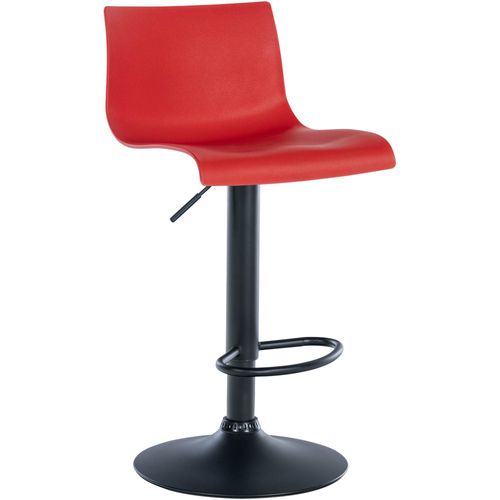 Tabouret De Bar X1 Design Simple Avec Repose-pieds En Plastique Rouge Pieds En Métal Noir 10_00045