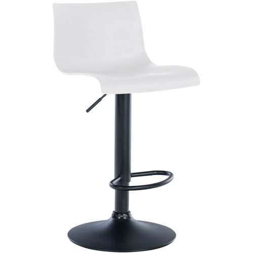 Tabouret De Bar X1 Design Simple Avec Repose-pieds En Plastique Blanc Pieds En Métal Noir 10_00045