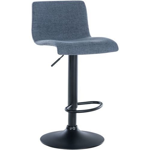 Tabouret De Bar X1 Design Simple Avec Repose-pieds En Tissu Bleu Pieds En Métal Noir 10_0004555