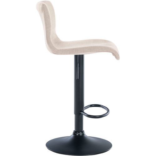 Tabouret De Bar X1 Design Simple Avec Repose-pieds En Tissu Crème Pieds En Métal Noir 10_0004556