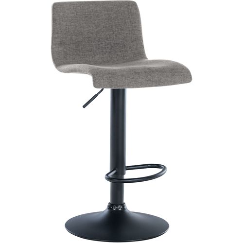 Tabouret De Bar X1 Design Simple Avec Repose-pieds En Tissu Gris Clair Pieds En Métal Noir 10_0004