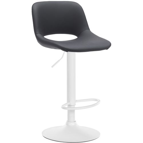 Tabouret De Bar Chaise Haute X1 Avec Repose-pieds En Pvc Noir Piètement Métallique Blanc 10_000458