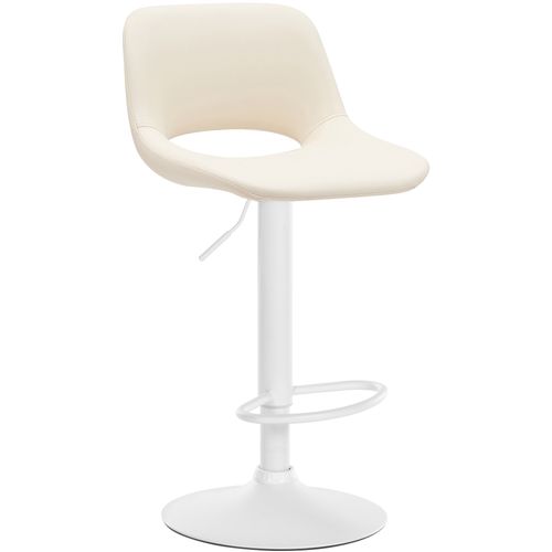 Tabouret De Bar Chaise Haute X1 Avec Repose-pieds En Pvc Crème Piètement Métallique Blanc 10_00045