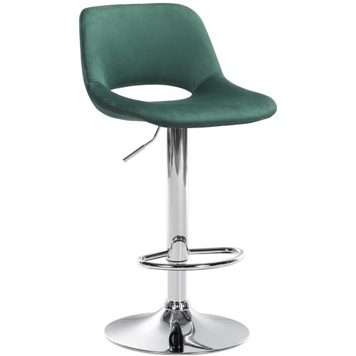 Tabouret De Bar Chaise Haute X1 Avec Repose-pieds En Velours Vert Piètement Métallique Chromé 10_0