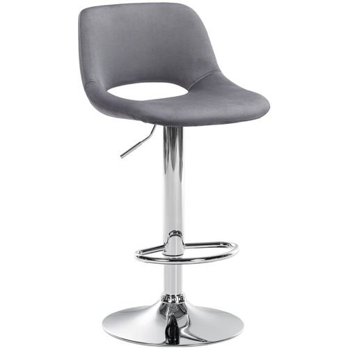 Tabouret De Bar Chaise Haute X1 Avec Repose-pieds En Velours Gris Foncé Piètement Métallique