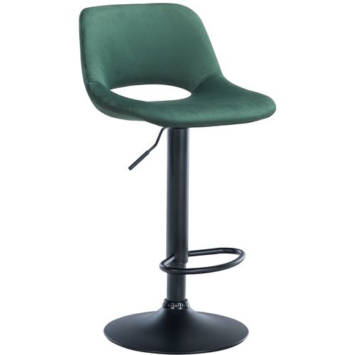 Tabouret De Bar Chaise Haute X1 Avec Repose-pieds En Velours Vert Piètement Métallique Noir 10_000