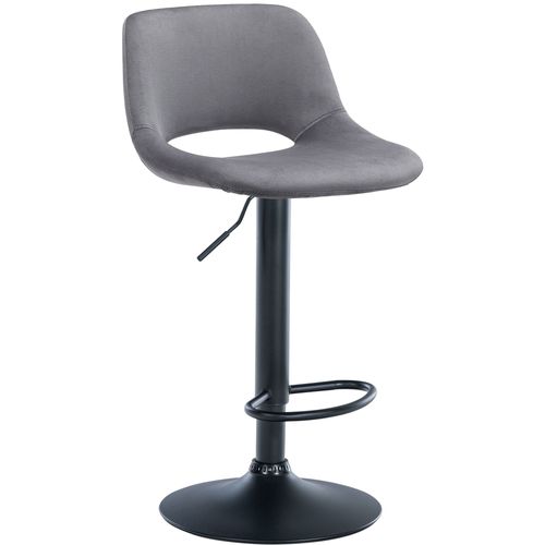 Tabouret De Bar Chaise Haute X1 Avec Repose-pieds En Velours Gris Foncé Piètement Métallique Noir