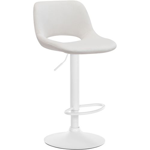 Tabouret De Bar Chaise Haute X1 Avec Repose-pieds En Velours Crème Piètement Métallique Blanc 10_0