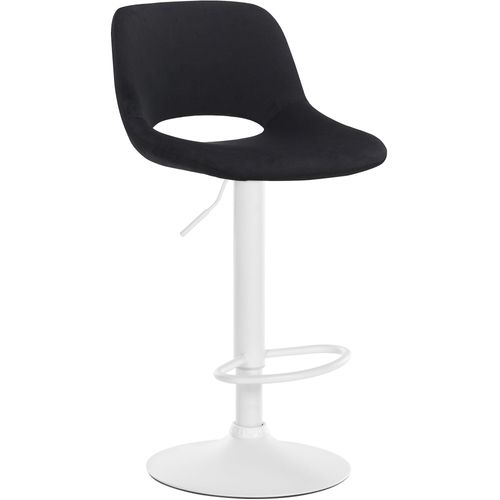 Tabouret De Bar Chaise Haute X1 Avec Repose-pieds En Velours Noir Piètement Métallique Blanc 10_00