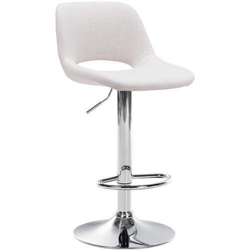 Tabouret De Bar Chaise Haute X1 Avec Repose-pieds En Tissu Crème Piètement Métallique Chromé 10_00