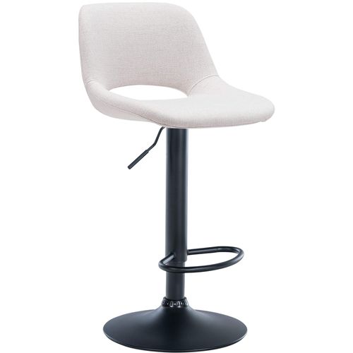 Tabouret De Bar Chaise Haute X1 Avec Repose-pieds En Tissu Crème Piètement Métallique Noir 10_0004