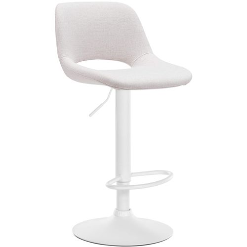 Tabouret De Bar Chaise Haute X1 Avec Repose-pieds En Tissu Crème Piètement Métallique Blanc 10_000