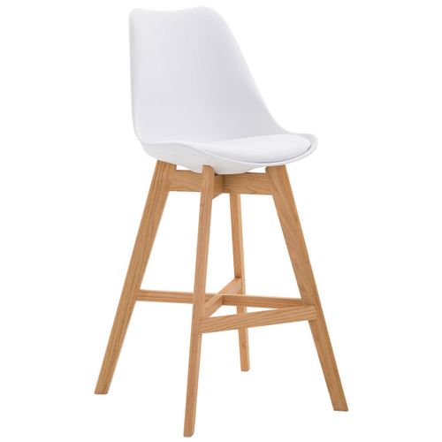 Tabouret De Bar X1 Avec Coque En Plastique Blanc Pieds En Bois Design Scandinave 10_0004620