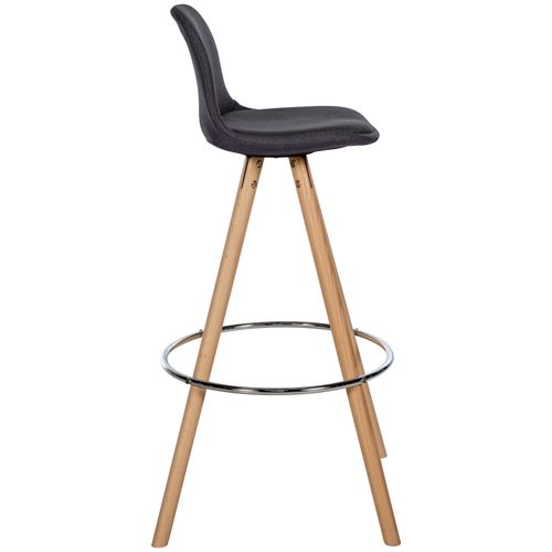 Tabouret De Bar Chaise Haute X1 Repose-pieds Style Scandinave En Tissu Gris Foncé Structure En Boi