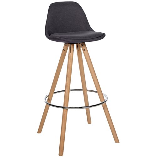 Tabouret De Bar Chaise Haute X1 Repose-pieds Style Scandinave En Tissu Gris Foncé Structure En Boi