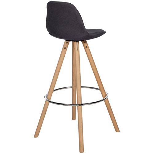 Tabouret De Bar Chaise Haute X1 Repose-pieds Style Scandinave En Tissu Gris Foncé Structure En Boi